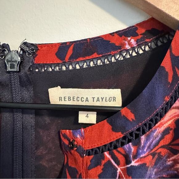 Rebecca Taylor Blue Red Floral Silk Mini Dress 4 - Picture 15 of 16